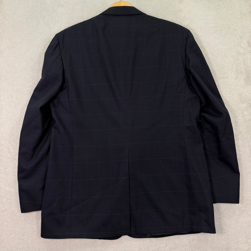 Vintage Brooks Brothers Mens 46L Blazer Sport Coat Navy Blue Windowpane Wool USA - Picture 10 of 12